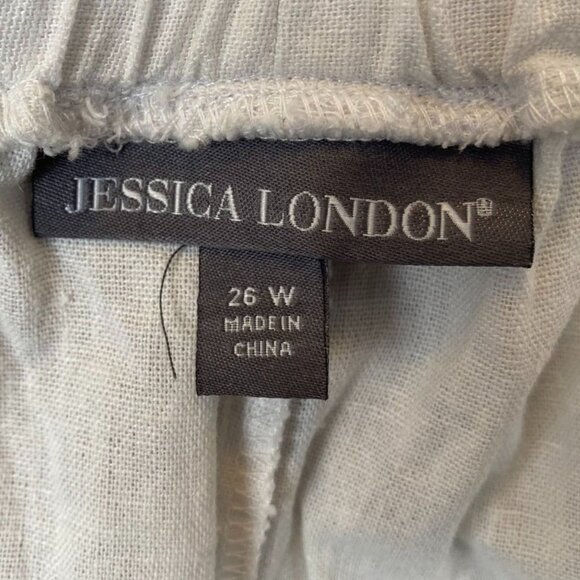 Jessica London Womens Pants 26W White Linen-Blend Wide Leg Casual Pull On Summer - Picture 6 of 10